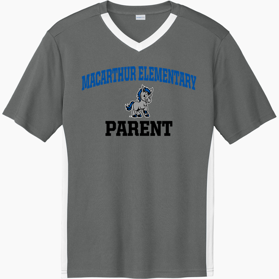 MacArthur Elementary Mustangs Sport-Tek Men's Competitor United Short-Sleeve V-Neck