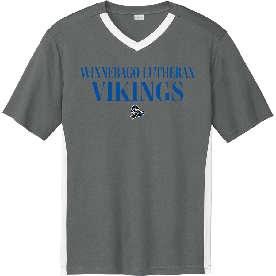 Winnebago Lutheran Vikings Online Store <span class="pdp-name-mascot">Winnebago Lutheran Academy Vikings</span> Sport-Tek Men's Competitor United Short-Sleeve V-Neck