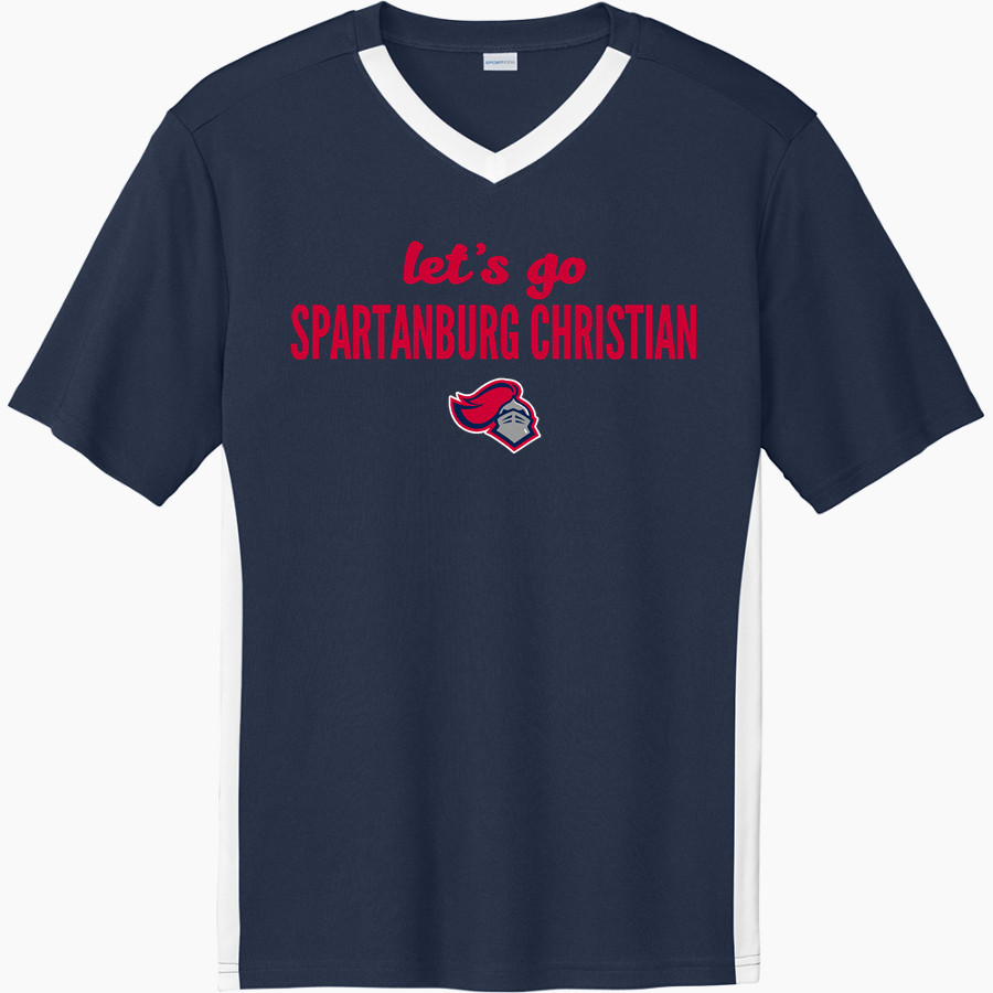 SPARTANBURG CHRISTIAN ACADEMY WARRIORS <span class="pdp-name-mascot">SPARTANBURG WARRIORS</span> Sport-Tek Men's Competitor United Short-Sleeve V-Neck