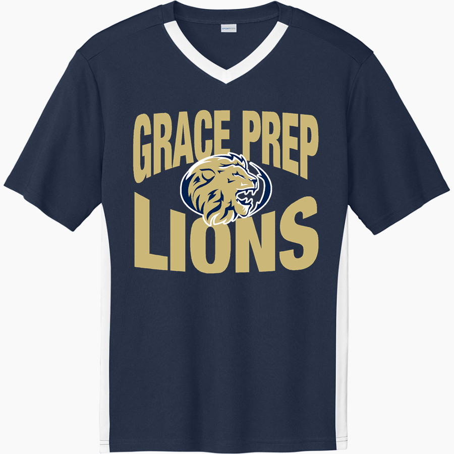 GRACE PREP ACADEMY LIONS <span class="pdp-name-mascot">GRACE LIONS</span> Sport-Tek Men's Competitor United Short-Sleeve V-Neck