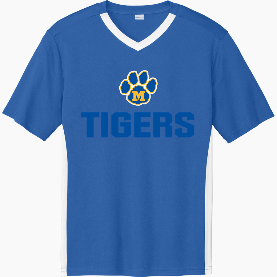 Mercy High School Tigers Online Store Sport-Tek Men's Competitor United Short-Sleeve V-Neck