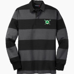 Communion of Saints School Sabres official sideline store Sport-Tek Men's Classic Long Sleeve Rugby Polo Front Thumbnail
