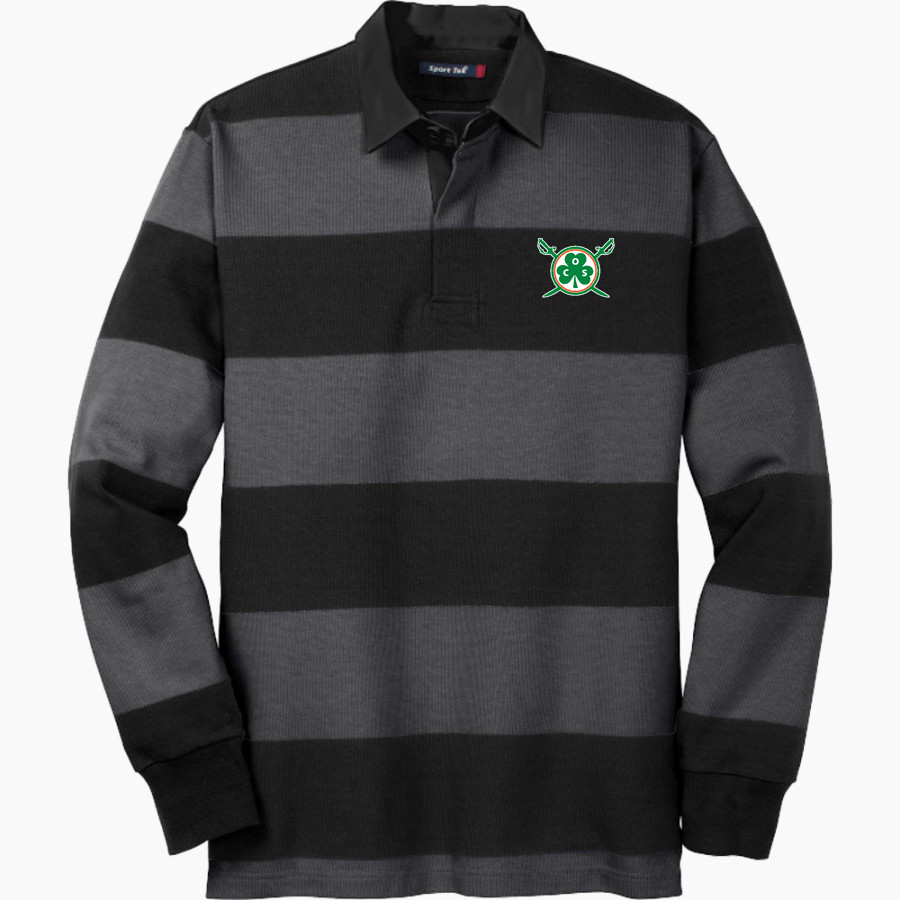 Communion of Saints School Sabres official sideline store Sport-Tek Men's Classic Long Sleeve Rugby Polo