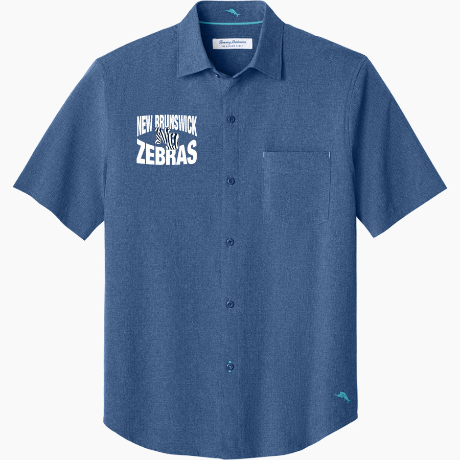 New Brunswick zebras prepare. empower. inspire. <span class="pdp-name-mascot">New Brunswick Zebras</span> Tommy Bahama Men's Sandy Point Short Sleeve Shirt