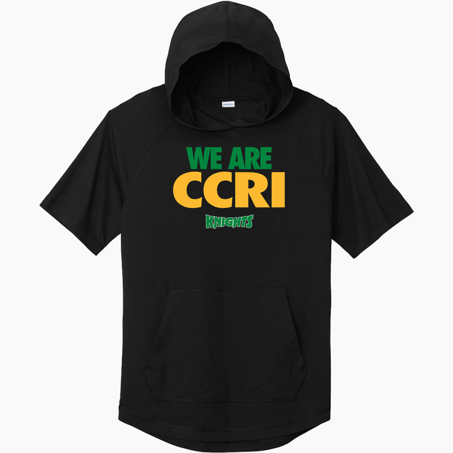 Community College of Rhode Island Knights <span class="pdp-name-mascot">COMMUNITY COLLEGE OF RHODE ISLAND Knights</span> Sport-Tek Men's PosiCharge Tri-Blend Wicking Short Sleeve Hoodie