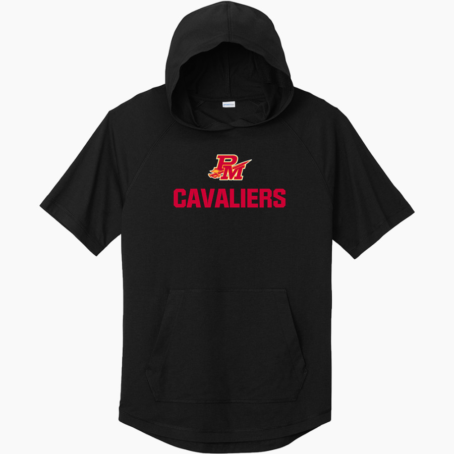 PURCELL MARIAN CAVALIERS official sideline store Sport-Tek Men's PosiCharge Tri-Blend Wicking Short Sleeve Hoodie