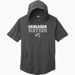 Buhler High School Crusaders Online Store <span class="pdp-name-mascot">Buhler Crusaders</span> Sport-Tek Men's PosiCharge Tri-Blend Wicking Short Sleeve Hoodie Front Thumbnail