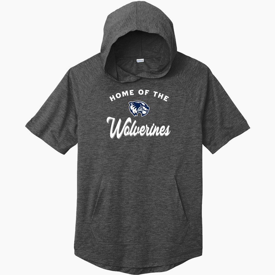 WEST GEAUGA HIGH SCHOOL WOLVERINES ONLINE STORE <span class="pdp-name-mascot">WEST GEAUGA WOLVERINES</span> Sport-Tek Men's PosiCharge Tri-Blend Wicking Short Sleeve Hoodie