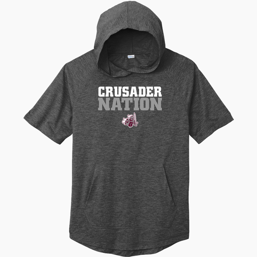 Buhler High School Crusaders Online Store <span class="pdp-name-mascot">Buhler Crusaders</span> Sport-Tek Men's PosiCharge Tri-Blend Wicking Short Sleeve Hoodie