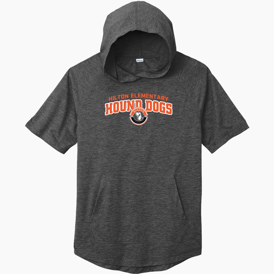 Hilton Elementary School hound dog Sport-Tek Men's PosiCharge Tri-Blend Wicking Short Sleeve Hoodie