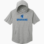 CENTENNIAL HIGH SCHOOL SPARTANS <span class="pdp-name-mascot">CENTENNIAL SPARTANS</span> Sport-Tek Men's PosiCharge Tri-Blend Wicking Short Sleeve Hoodie Front Thumbnail