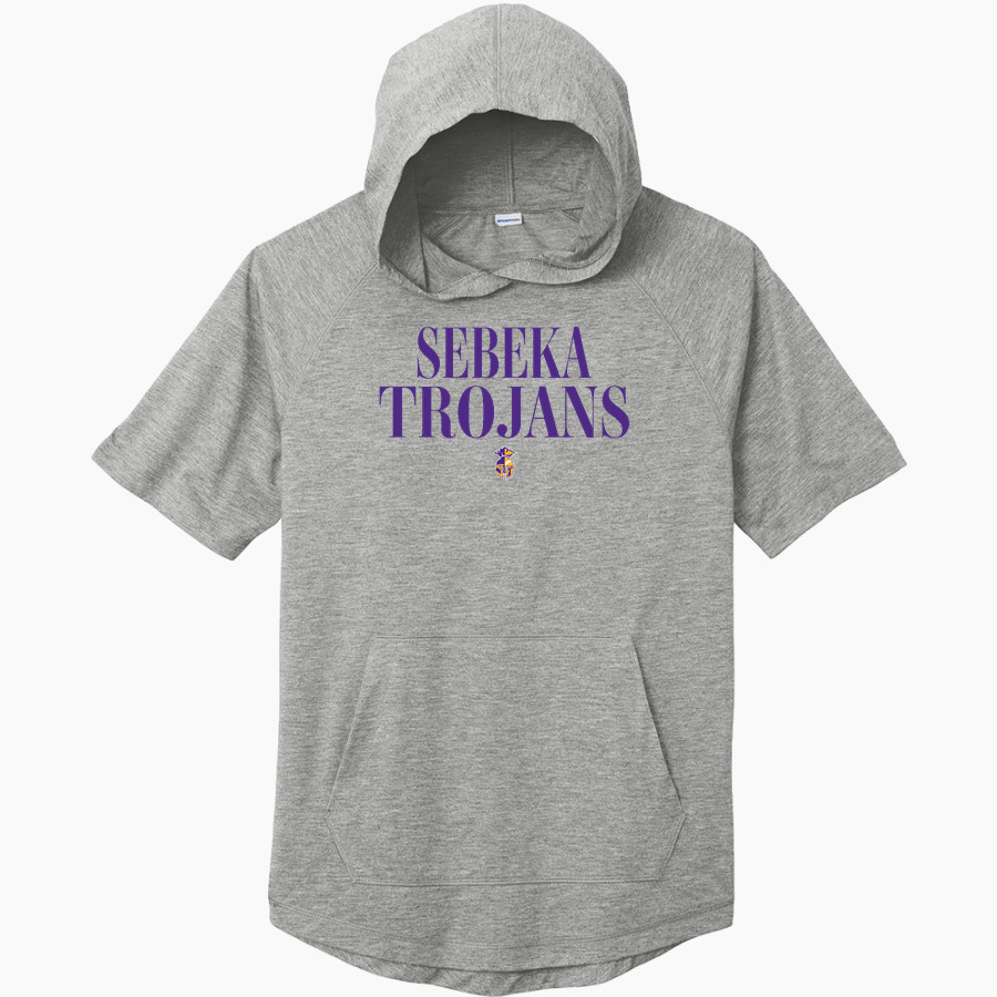 SEBEKA HIGH SCHOOL Trojans Online Store <span class="pdp-name-mascot">SEBEKA TROJANS</span> Sport-Tek Men's PosiCharge Tri-Blend Wicking Short Sleeve Hoodie