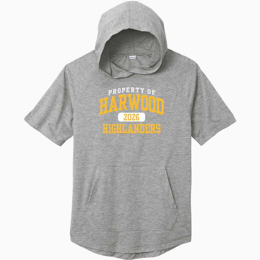 HARWOOD UNION HIGH SCHOOL HIGHLANDERS Sport-Tek Men's PosiCharge Tri-Blend Wicking Short Sleeve Hoodie