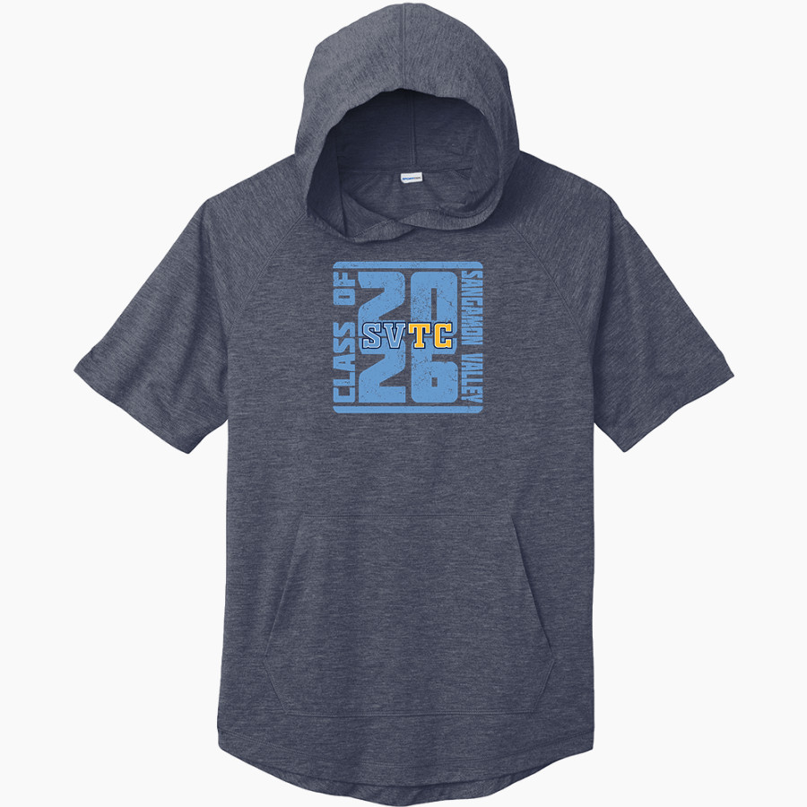 SANGAMON VALLEY HIGH SCHOOL STORM Sport-Tek Men's PosiCharge Tri-Blend Wicking Short Sleeve Hoodie