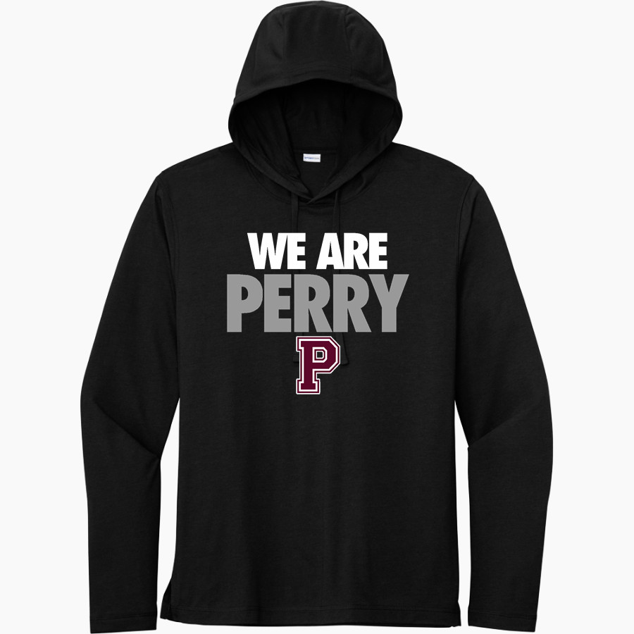 PERRY HIGH SCHOOL MAROONS Sport-Tek Men's PosiCharge Tri-Blend Long Sleeve Hoodie Tee