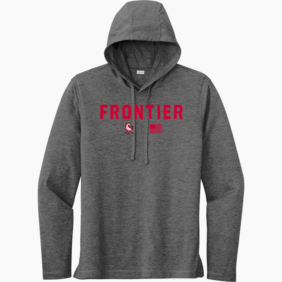 FRONTIER HIGH SCHOOL MUSTANGS Sport-Tek Men's PosiCharge Tri-Blend Long Sleeve Hoodie Tee