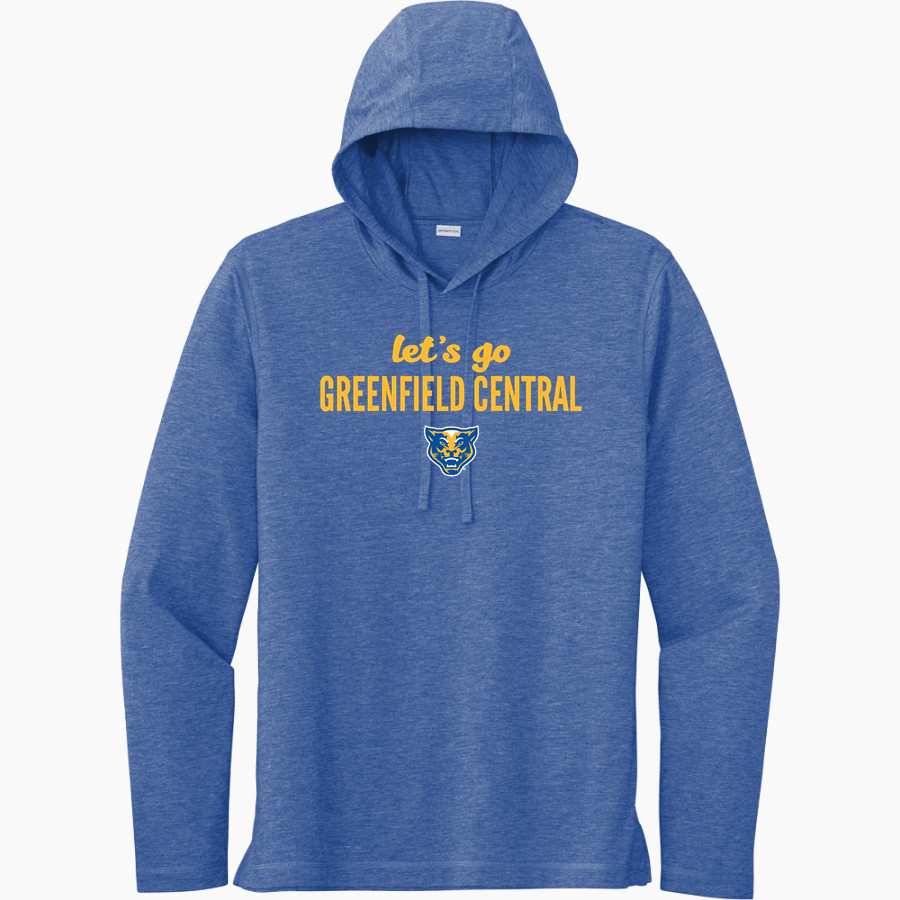 Greenfield Central Cougars Online Store <span class="pdp-name-mascot">Greenfield-Central Cougars</span> Sport-Tek Men's PosiCharge Tri-Blend Long Sleeve Hoodie Tee