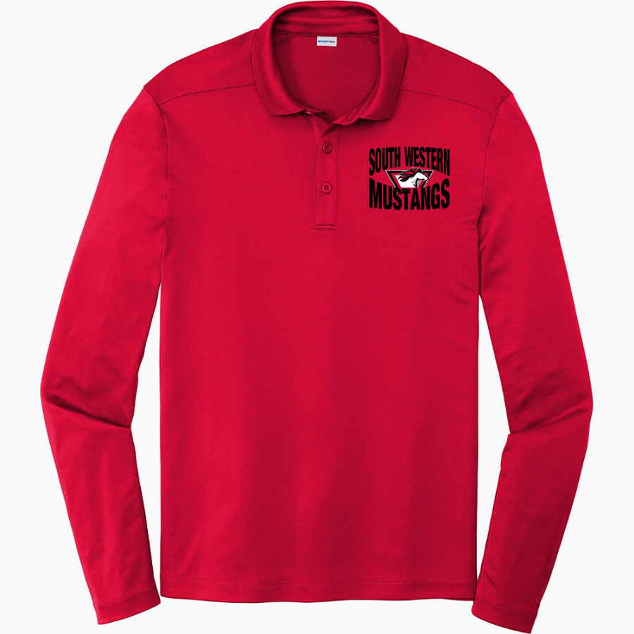 SOUTH WESTERN SENIOR HIGH SCHOOL MUSTANGS <span class="pdp-name-mascot">SOUTH WESTERN MUSTANGS</span> Sport-Tek Posi-UV Pro Long Sleeve Polo