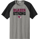 Burgundy Blazers <span class="pdp-name-mascot">Burgundy Farm Blazers</span> Sport-Tek Men's Halftime Short-Sleeve Raglan T-Shirt Front Thumbnail