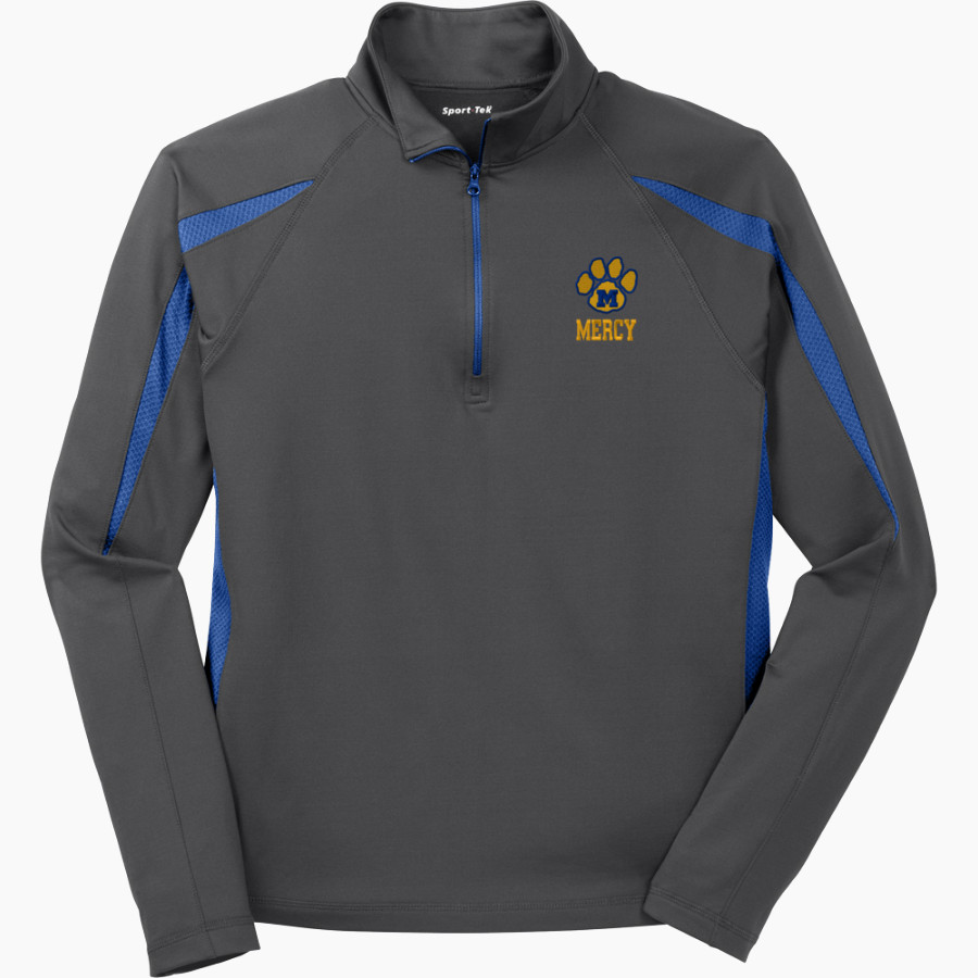 Mercy High School Tigers Online Store Sport-Tek Men's Sport-Wick Stretch 1/2-Zip Colorblock Pullover