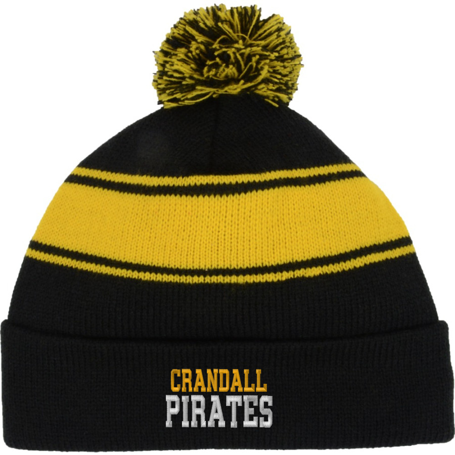 CRANDALL HIGH SCHOOL PIRATES Sport-Tek Stripe Pom Pom Knit