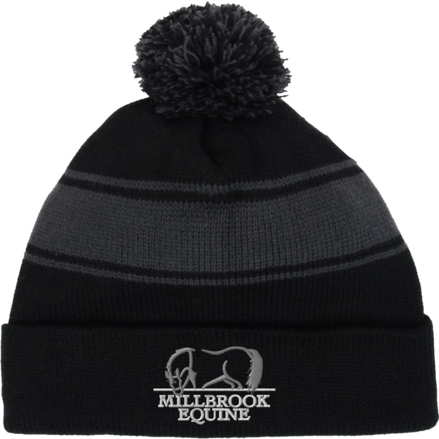 Millbrook Equine Veterinary Clinic Millbrook Equine Vet <span class="pdp-name-mascot">Millbrook Equine Veterinary Clinic</span> Sport-Tek Stripe Pom Pom Knit