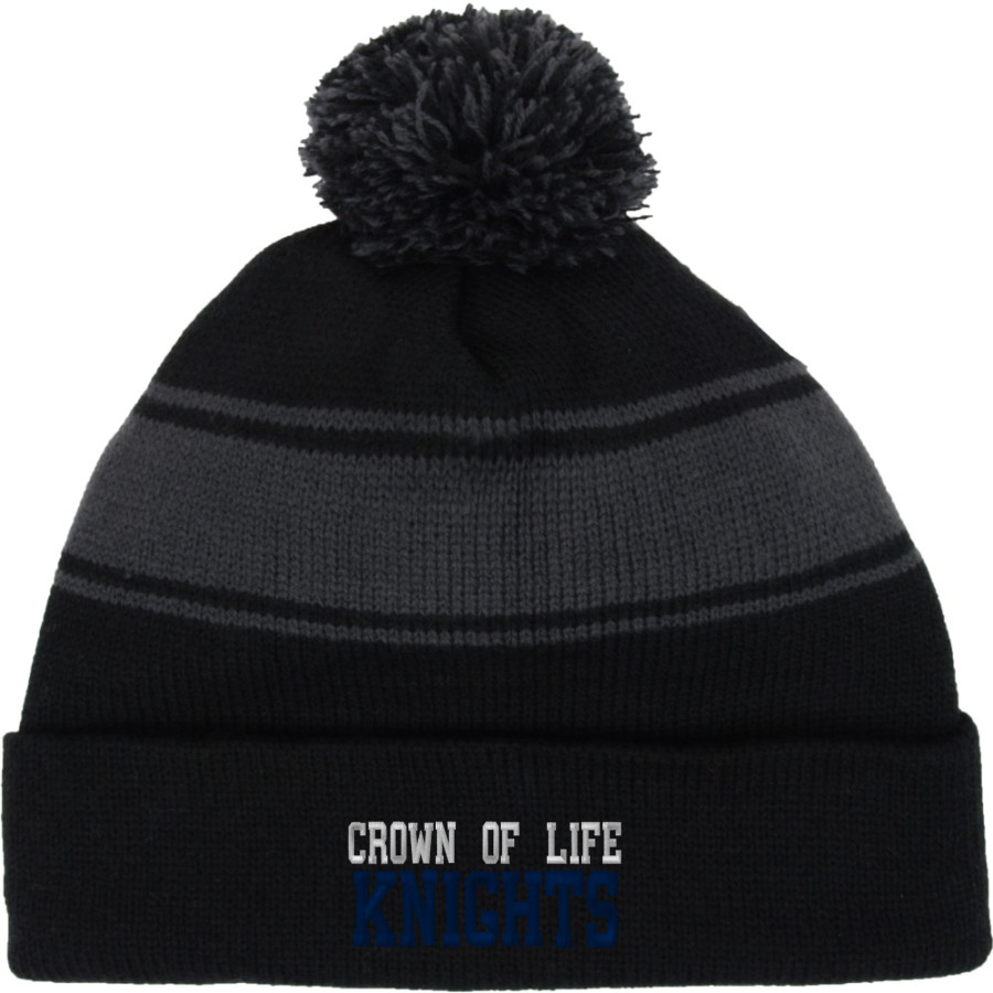 Crown of Life Knights <span class="pdp-name-mascot">Crown of Life Christian Academy Knights</span> Sport-Tek Stripe Pom Pom Knit
