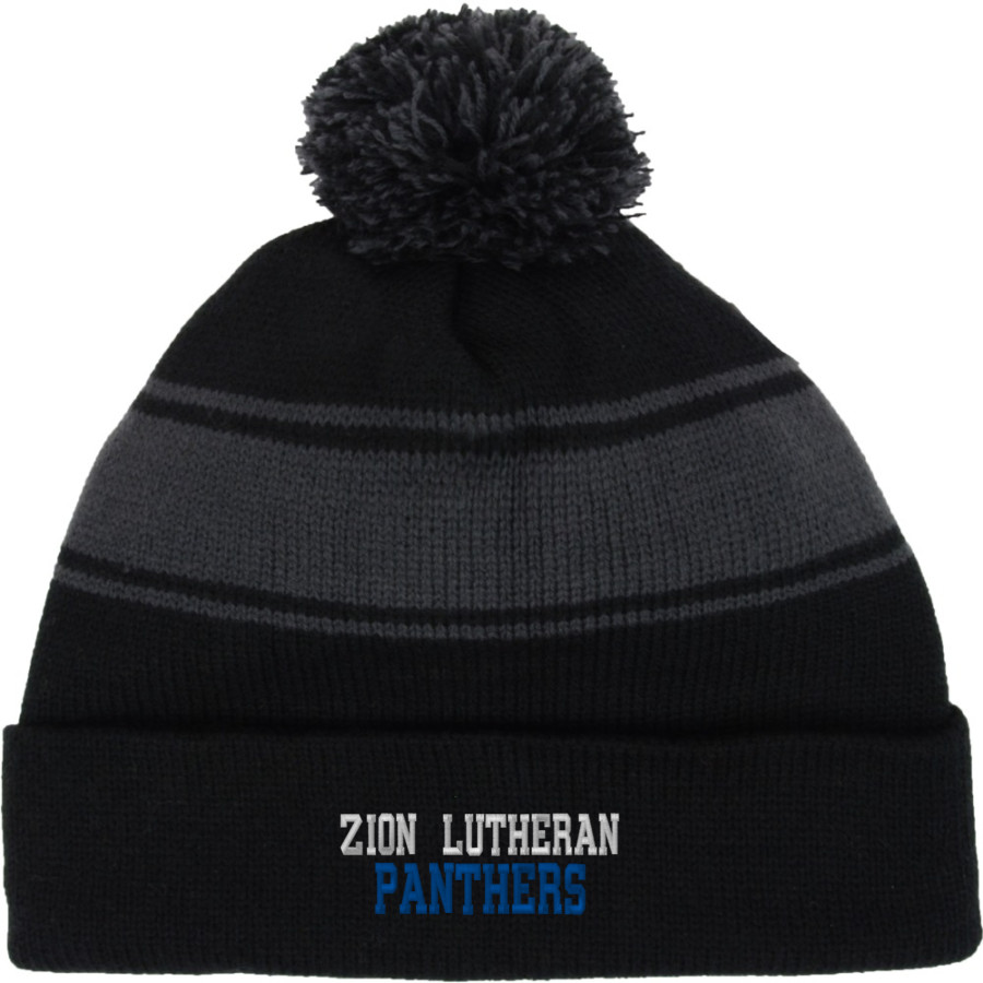 Zion Lutheran School Panthers Sport-Tek Stripe Pom Pom Knit