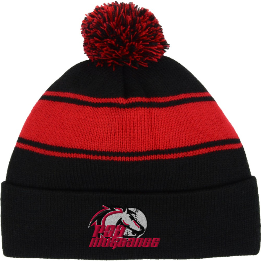 PSA Mustangs official sideline store <span class="pdp-name-mascot">PUTNAM SCIENCE ACADEMY Mustangs</span> Sport-Tek Stripe Pom Pom Knit