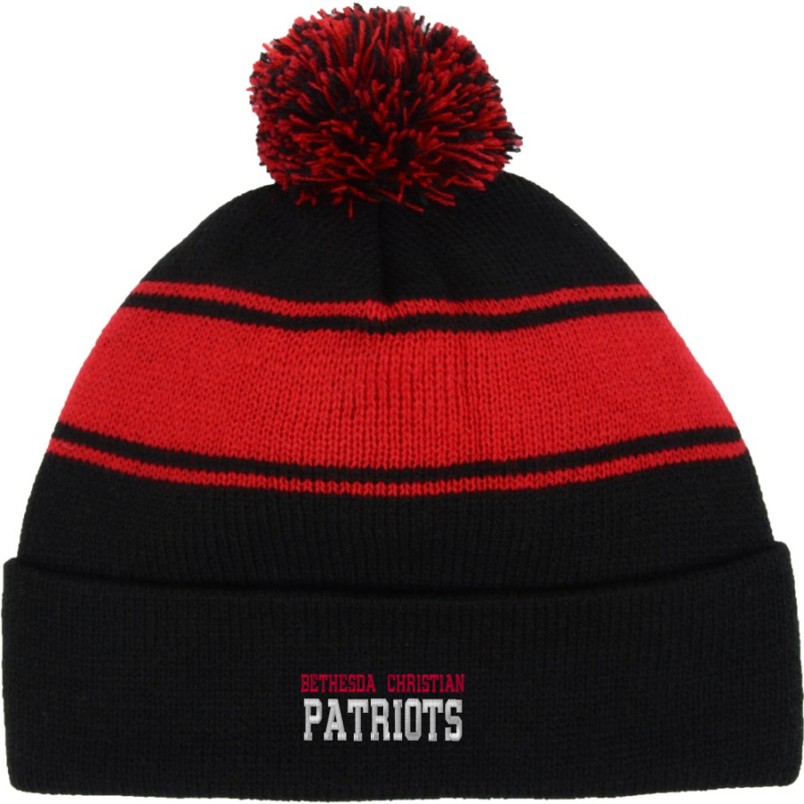 BETHESDA CHRISTIAN HIGH SCHOOL PATRIOTS Sport-Tek Stripe Pom Pom Knit