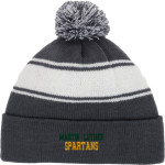 Martin Luther Spartans Sport-Tek Stripe Pom Pom Knit Front Thumbnail