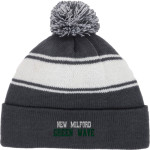 New Milford Green Wave Sport-Tek Stripe Pom Pom Knit Front Thumbnail