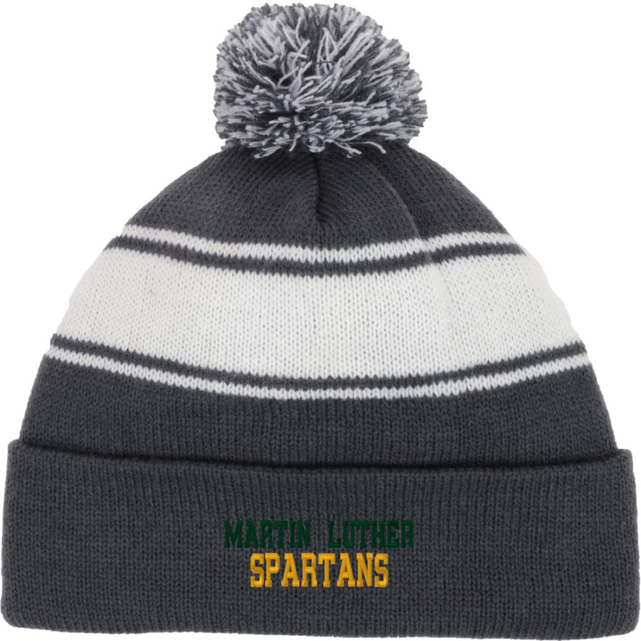 Martin Luther Spartans Sport-Tek Stripe Pom Pom Knit