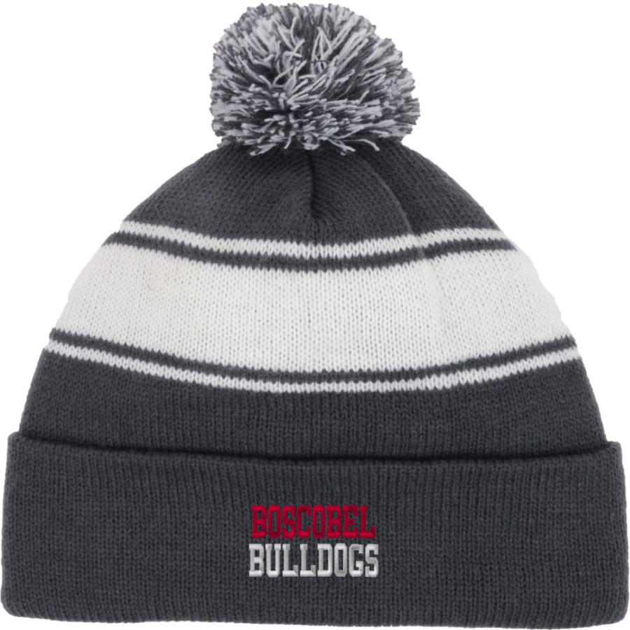 Boscobel Bulldogs Sport-Tek Stripe Pom Pom Knit