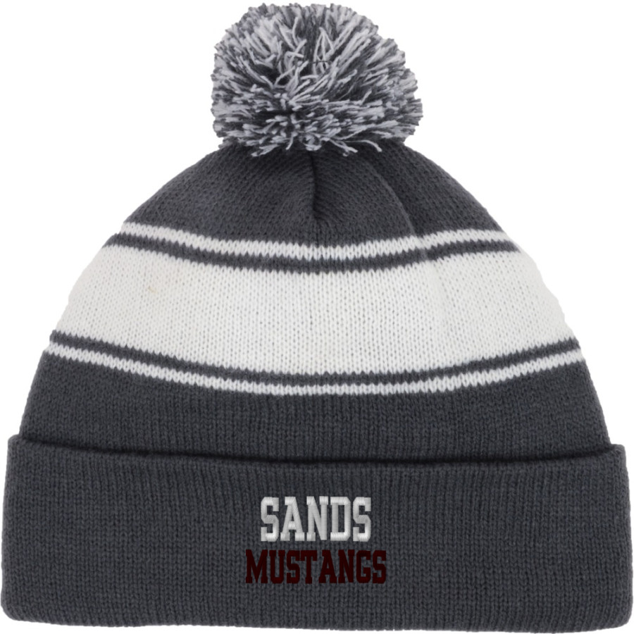 SANDS HIGH SCHOOL MUSTANGS Sport-Tek Stripe Pom Pom Knit