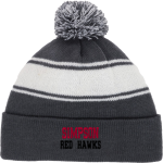 Simpson University Red Hawks <span class="pdp-name-mascot">Simpson Red Hawks</span> Sport-Tek Stripe Pom Pom Knit Front Thumbnail
