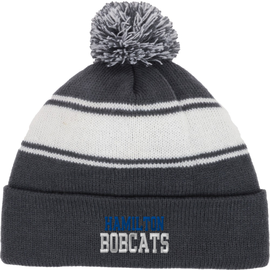 HAMILTON SCHOOL BOBCATS <span class="pdp-name-mascot">HAMILTON BOBCATS</span> Sport-Tek Stripe Pom Pom Knit