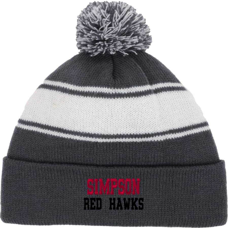 Simpson University Red Hawks <span class="pdp-name-mascot">Simpson Red Hawks</span> Sport-Tek Stripe Pom Pom Knit