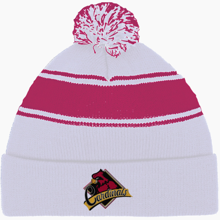 Four Oaks Cardinals Sport-Tek Stripe Pom Pom Knit