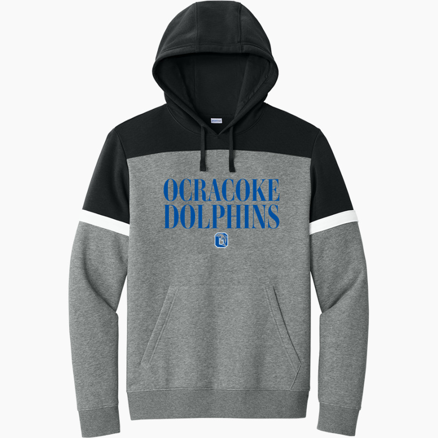 OCRACOKE SCHOOL DOLPHINS <span class="pdp-name-mascot">OCRACOKE DOLPHINS</span> Sport-Tek Men's Drive Fleece Colorblock Hoodie
