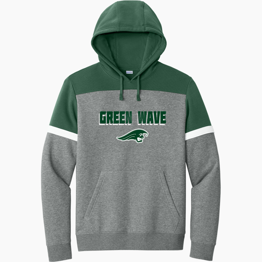 Greenville Green Wave official sideline store <span class="pdp-name-mascot">Greenville Green Wave</span> Sport-Tek Men's Drive Fleece Colorblock Hoodie