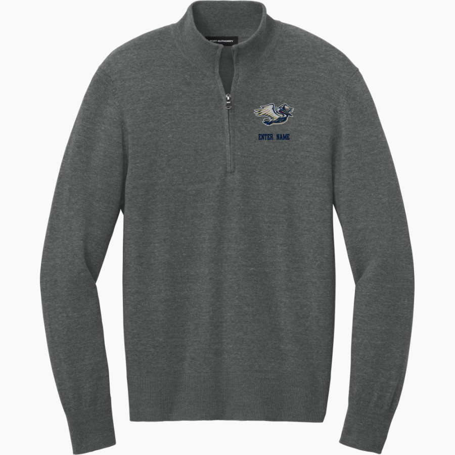 Morris Jeff Pelicans Port Authority Men's Easy Care 1/4-Zip Sweater