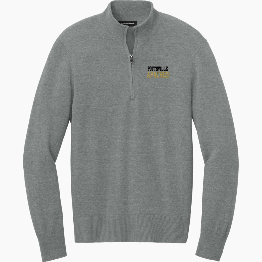 POTTSVILLE HIGH SCHOOL APACHES <span class="pdp-name-mascot">POTTSVILLE APACHES</span> Port Authority Men's Easy Care 1/4-Zip Sweater