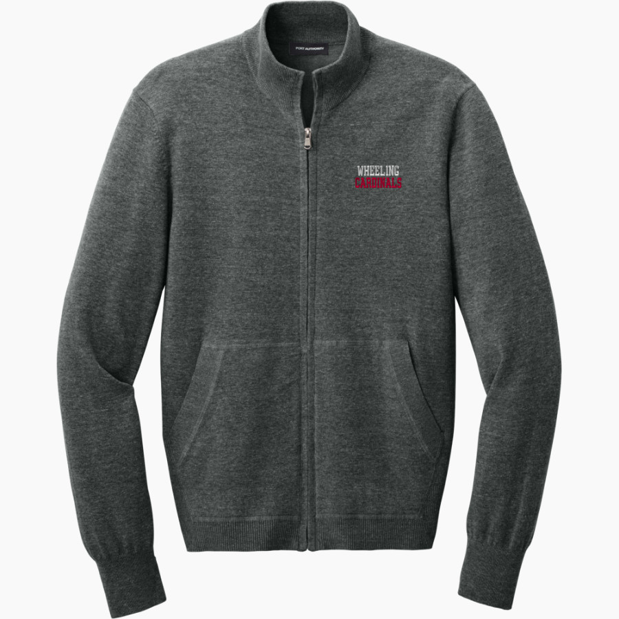 Wheeling University Cardinals Online Store Port Authority Men's Easy Care Full-Zip Sweater