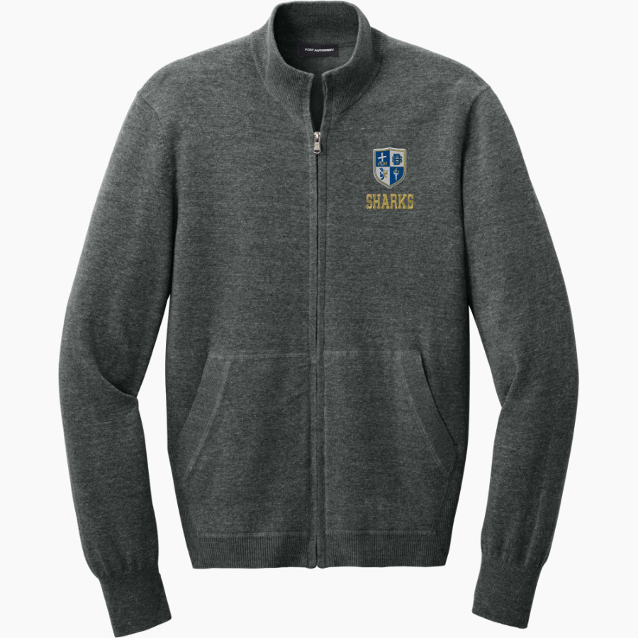Divine Savior Academy Sharks <span class="pdp-name-mascot">Divine Savior Sharks</span> Port Authority Men's Easy Care Full-Zip Sweater