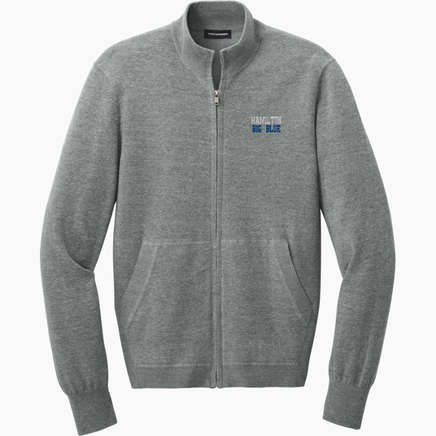 Hamilton Big Blue <span class="pdp-name-mascot">Hamilton Bull Dogs</span> Port Authority Men's Easy Care Full-Zip Sweater
