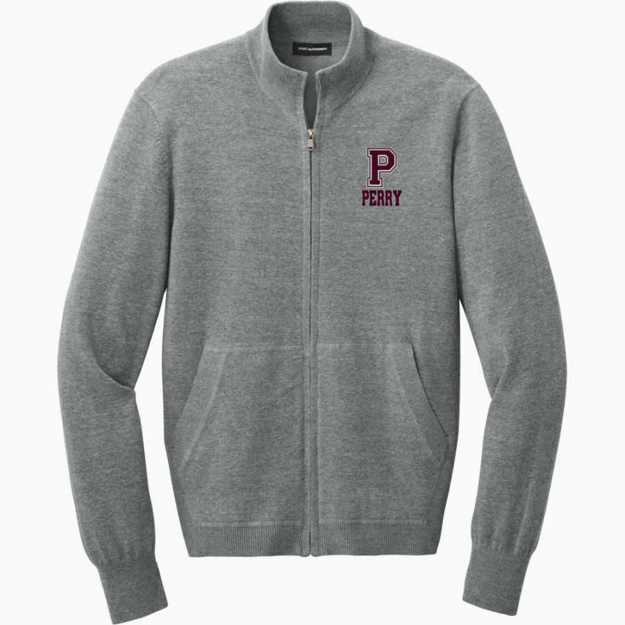 PERRY HIGH SCHOOL MAROONS <span class="pdp-name-mascot">PERRY MAROONS</span> Port Authority Men's Easy Care Full-Zip Sweater