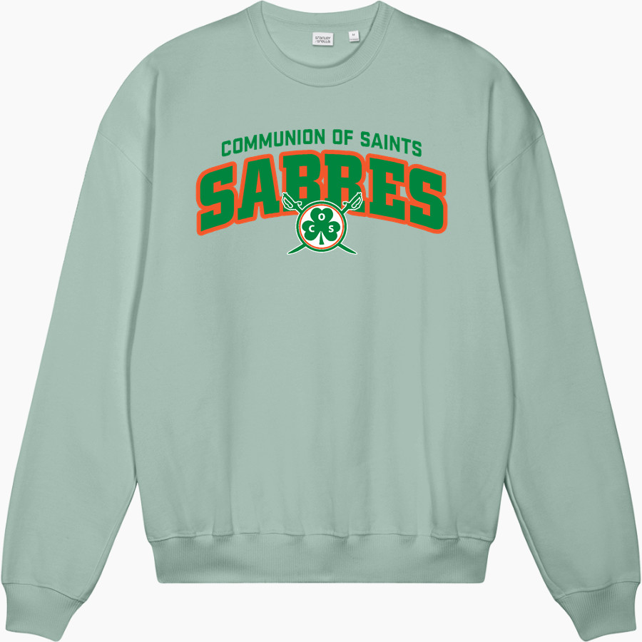 Communion of Saints School Sabres official sideline store Stanley/Stella Unisex Ledger Dry Crewneck Sweatshirt