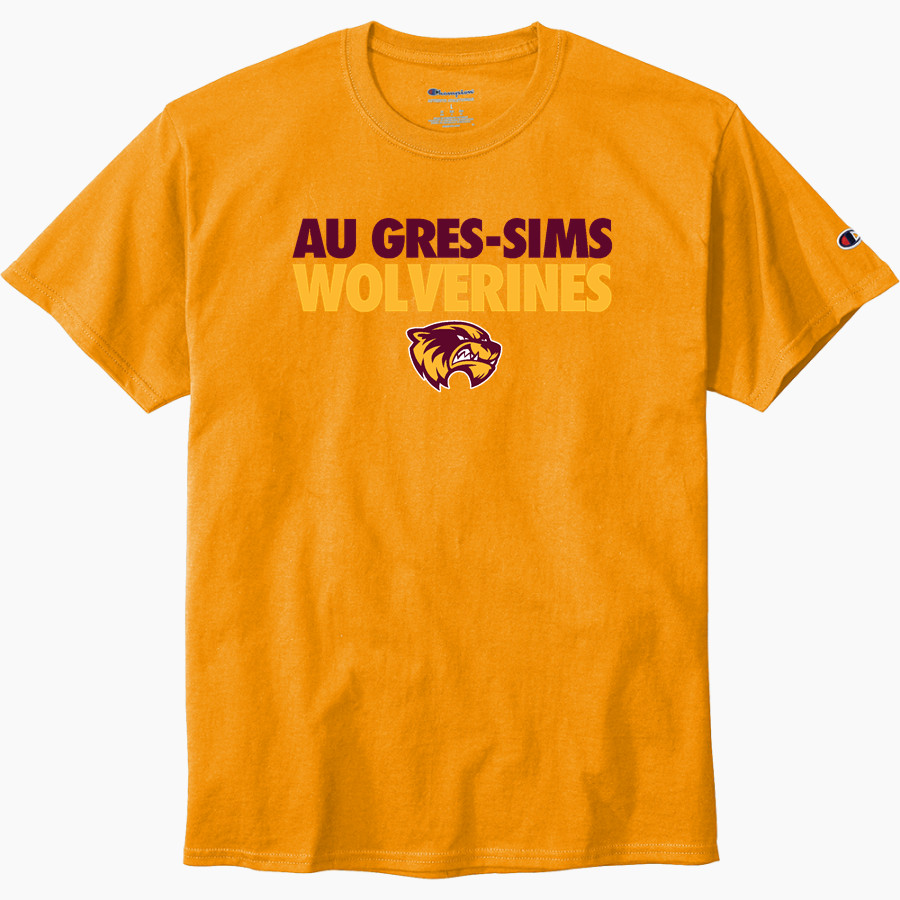 Au Gres-Sims HIGH SCHOOL WOLVERINES <span class="pdp-name-mascot">AU GRES - SIMS WOLVERINES</span> Champion Men's Heritage 6-Oz. Jersey Tee