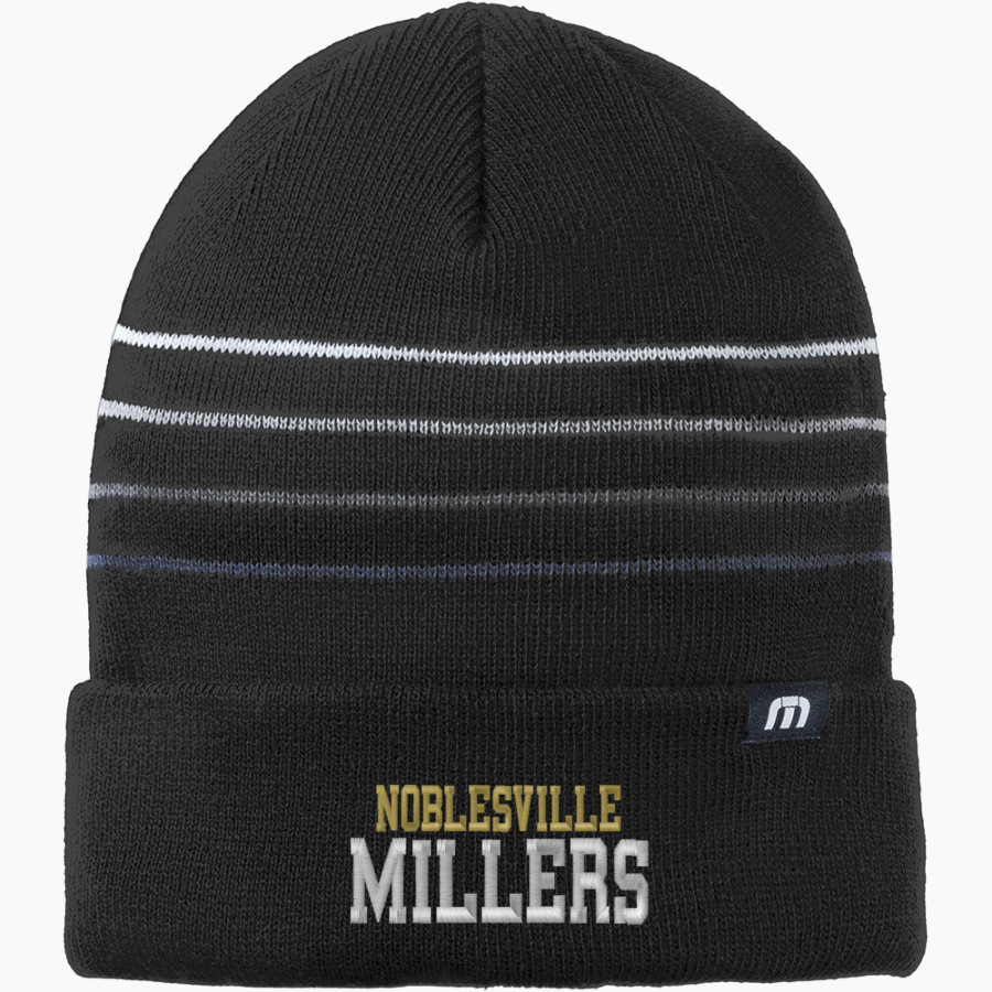NOBLESVILLE MILLERS stronger together TravisMathew Striped Cuffed Beanie